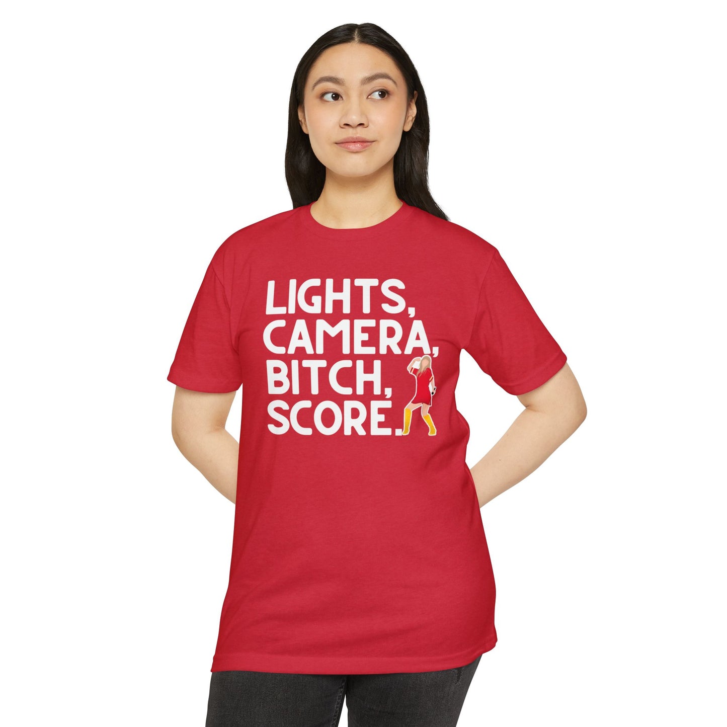 Lights, Camera, Bitch, Score - Taylor Shirt - red