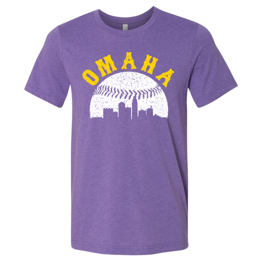 Omaha Baseball Skyline - Purple